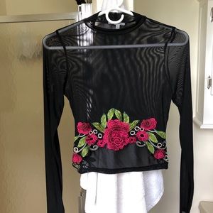 Mesh, see-through long sleeve